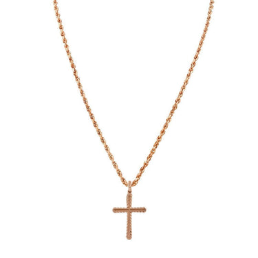 Rose 14k Rose Gold Diamond Cross Pendant 0.18 Ctw